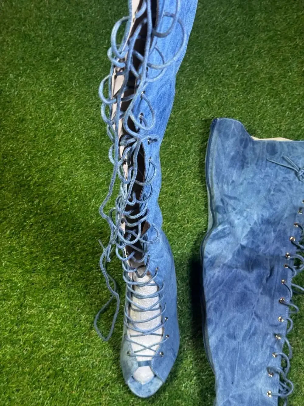 Fashion Nova Living Legacy Over The Knee Denim Boots - Picture 7 of 11